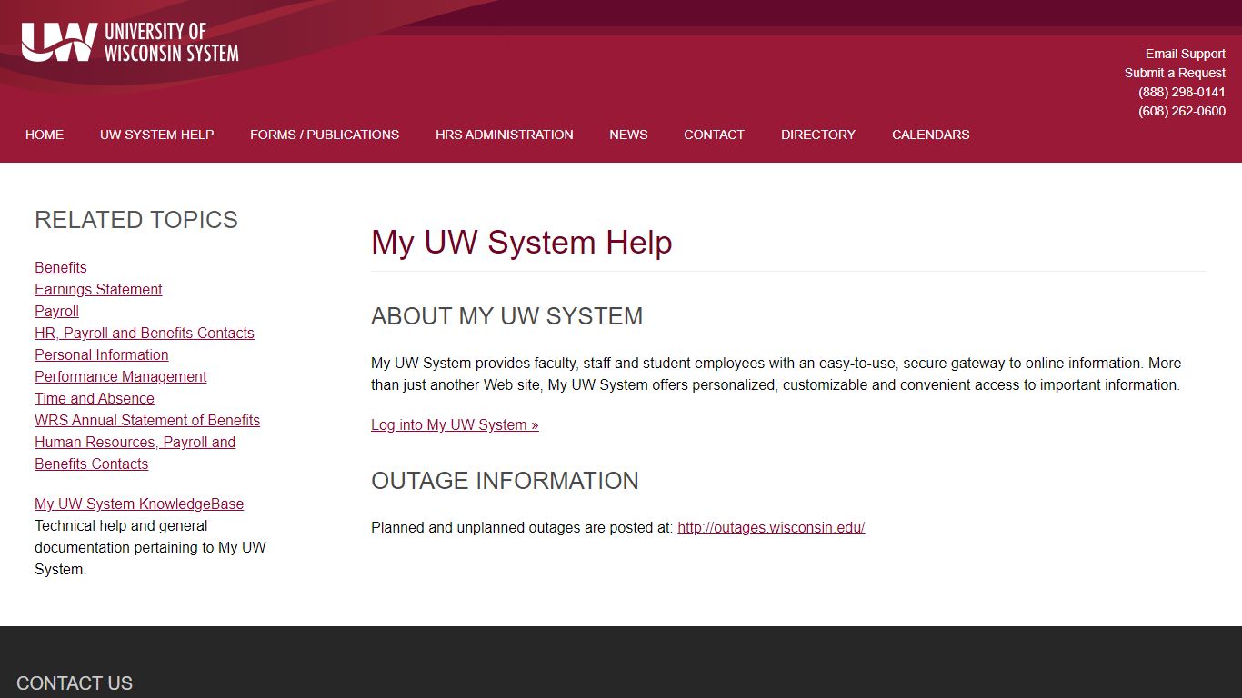 My UW System Help - University of Wisconsin System